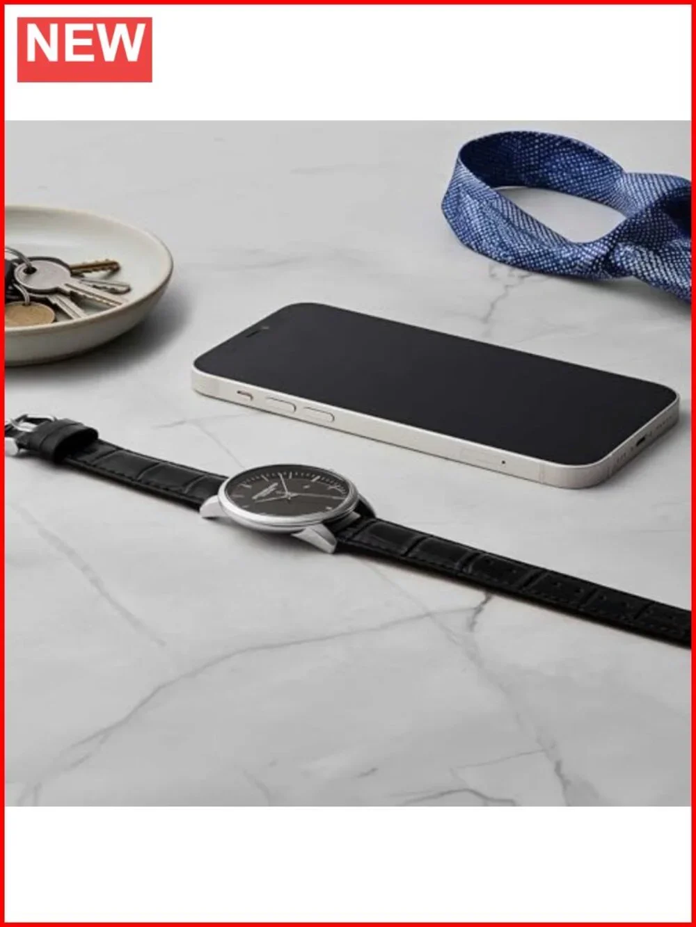 Men's Ultra Slim Dress Watch with Genuine Leather Strap, 40mm Case